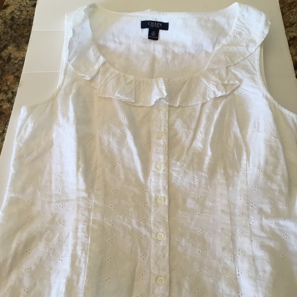 Chaps Eyelet Sleeveless Top